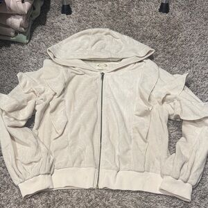 Joyfolie Cream Hooded Zip-Up Jacket